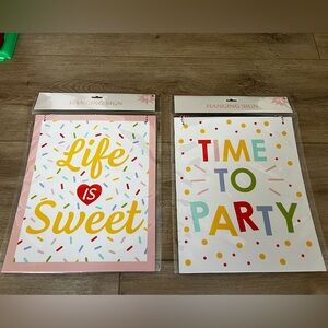 Life is Sweet and Time to Party Hanging Birthday Party Celebration Signs